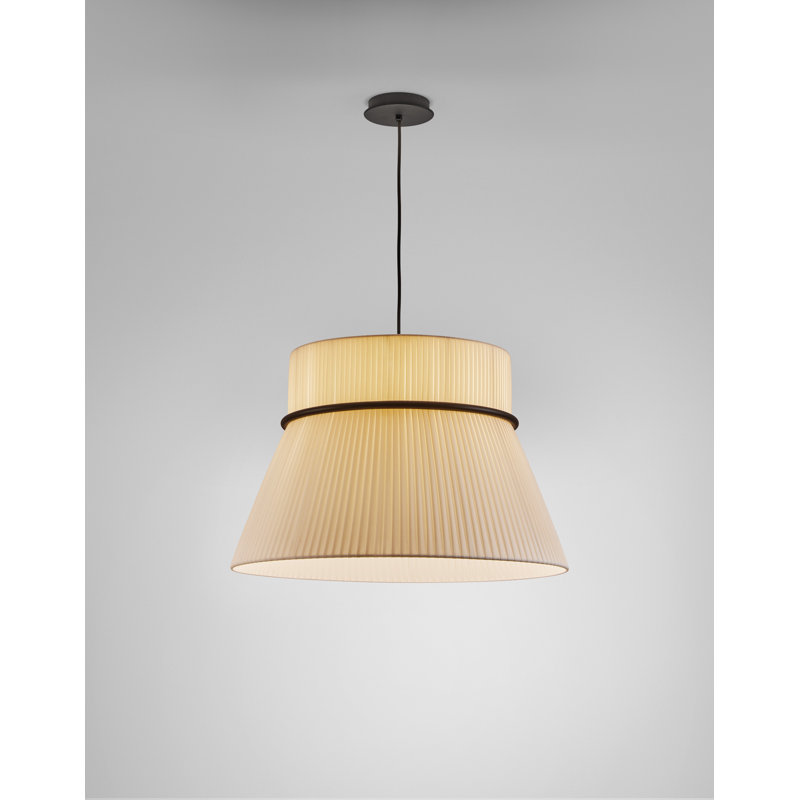 Luminaire suspendu tambour 3 lumières Folie, Ruban crème translucide