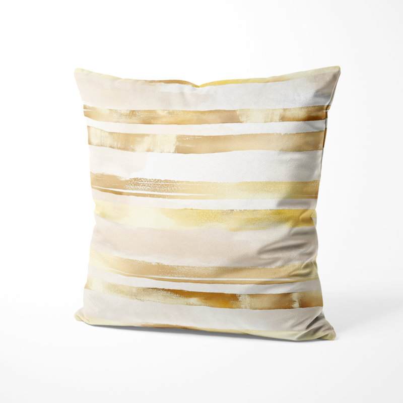 Coussin décoratif à rayures - Coussin imprimé lignes dorées modernes, H 16 po x l 16 po