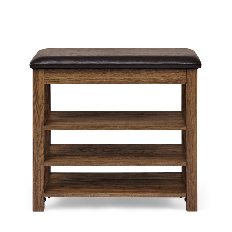 Petit banc à langer avec tablettes, Brun
