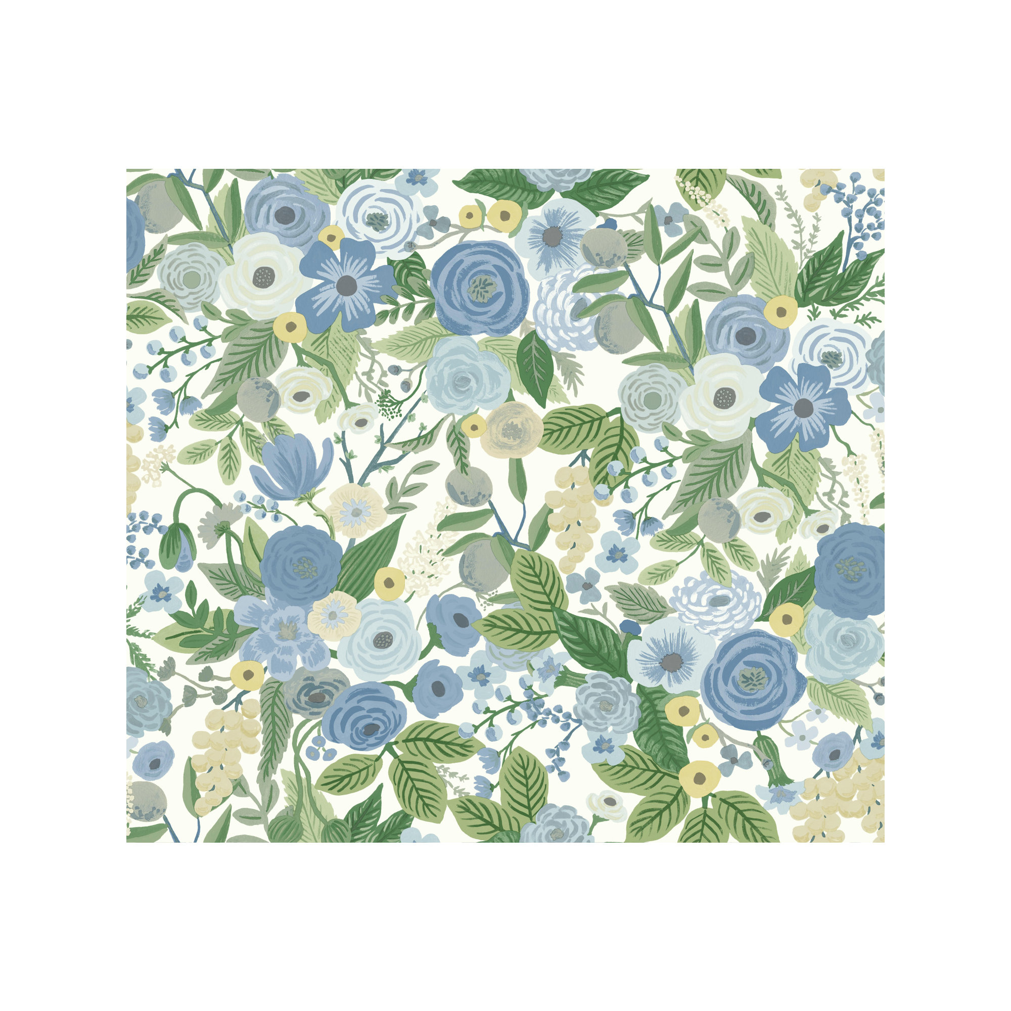 Garden Party 20' L x 27" W Peel and Stick Wallpaper Roll, Blue/Green