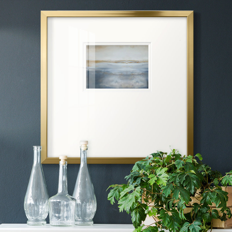 Ehlke Blue and Gold Abstract II, reproduction d'art encadrée, H 21 po x l 21 po x P 1,25 po