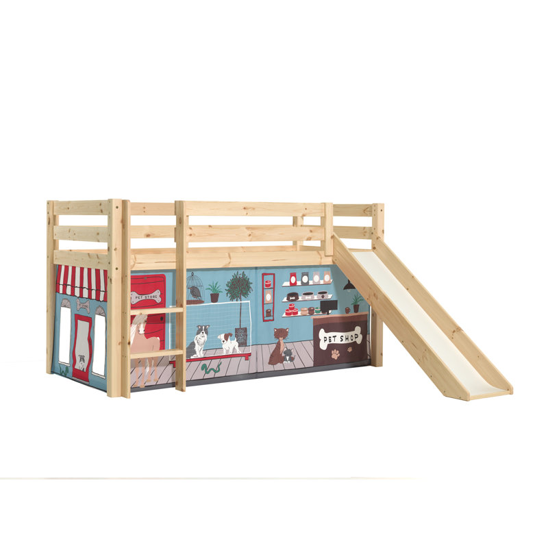 Pino European Single (90 x 200cm) Mid Sleeper Loft Bed Bed by Vipack, Oak