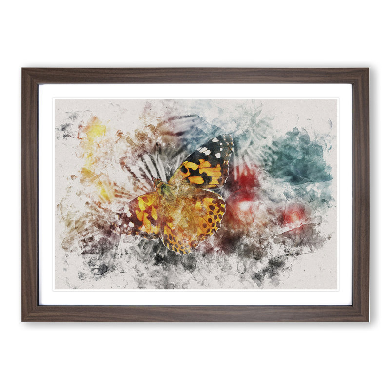Butterfly Vol.3 - Picture Frame Painting, Walnut Framed, 65cm H x 90cm W x 2cm D