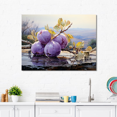 «Dusky Lavender Plum Delight III», art mural fruits
