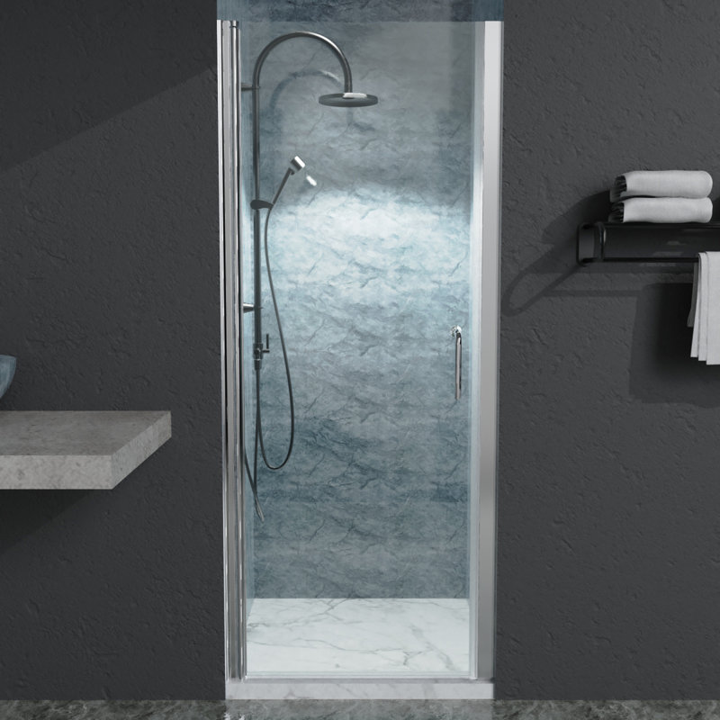 72'' W x 30'' H Semi-Frameless Shower Door with Clear Glass