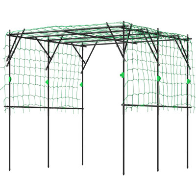 Arch Trellis For Climbing Plants, 87.8" Overall Dimensions, Adjustable Pipe Spacing, Net, Metal Frame Reinforced With Sure - Clips, Triangular Support Vines And Decorative Arrangements Decorations