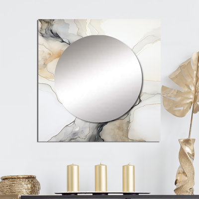 Aleksandur - Grand miroir carré abstrait en marbre pour décoration murale