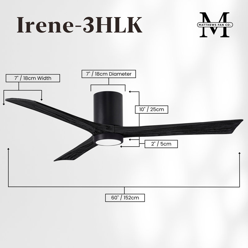 Irene LED Ceiling Fan, Matte Black, Matte Black, 60"
