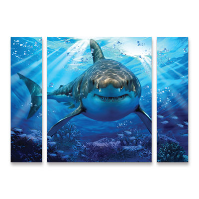 Ensemble de 3 panneaux d'art contemporain Howard Robinson «Stalking Shark»