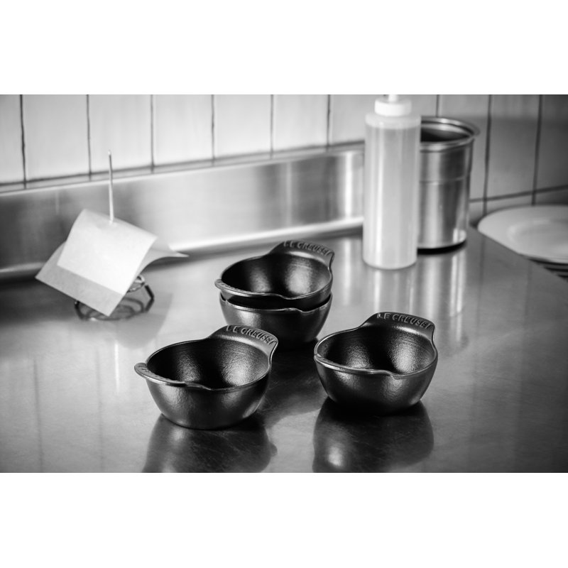 Le Creuset Enameled Cast Iron Set Of 4 Mini Round Cocottes, 1/3 Qt. Each, Matte Black