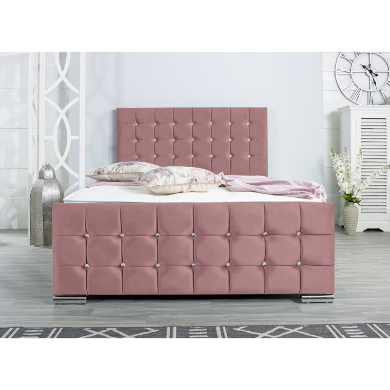 Lexington Upholstered Bed Frame, Double (4'6), Pink