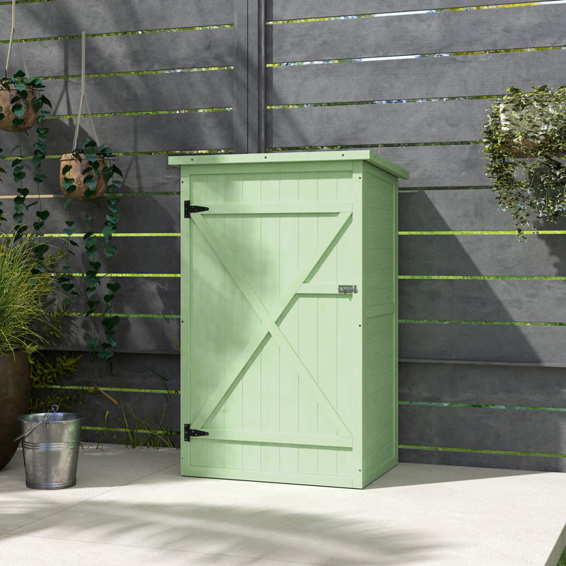 Fir Wood Garden Storage Shed 75cm L x 56cm W x 115cm H with Shelves, Bolt Latch and Tilt Roof in Natural Wood - Small Outdoor Tool Cabinet with Asphalt Felt Waterproofing