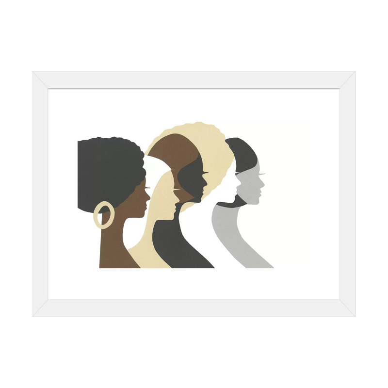 " Multicultural Women Profile " by LouLouArtStudio, White, 16" H x 24" W x 1" D, White Paper