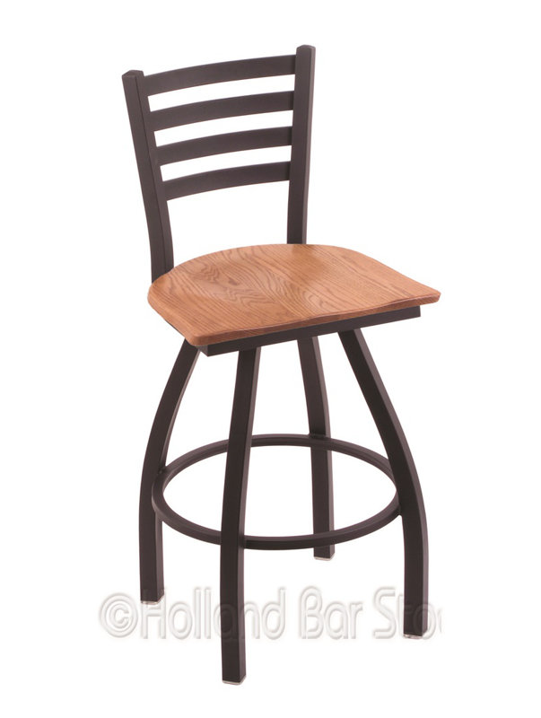 Tabouret de bar pivotant de 30" Evers, Noir froissé, Chêne médium, Tabouret de bar (siège d’une hauteur de 30 po)