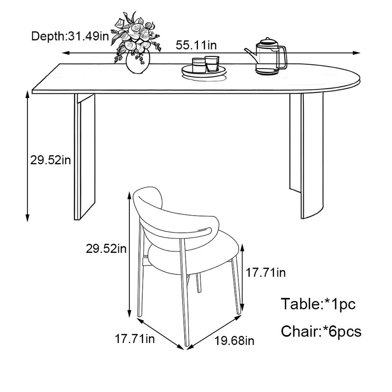Table de salle à manger semi-ronde de luxe à usage domestique, H 29,52 po x L 55,11 po x l 31,49 po