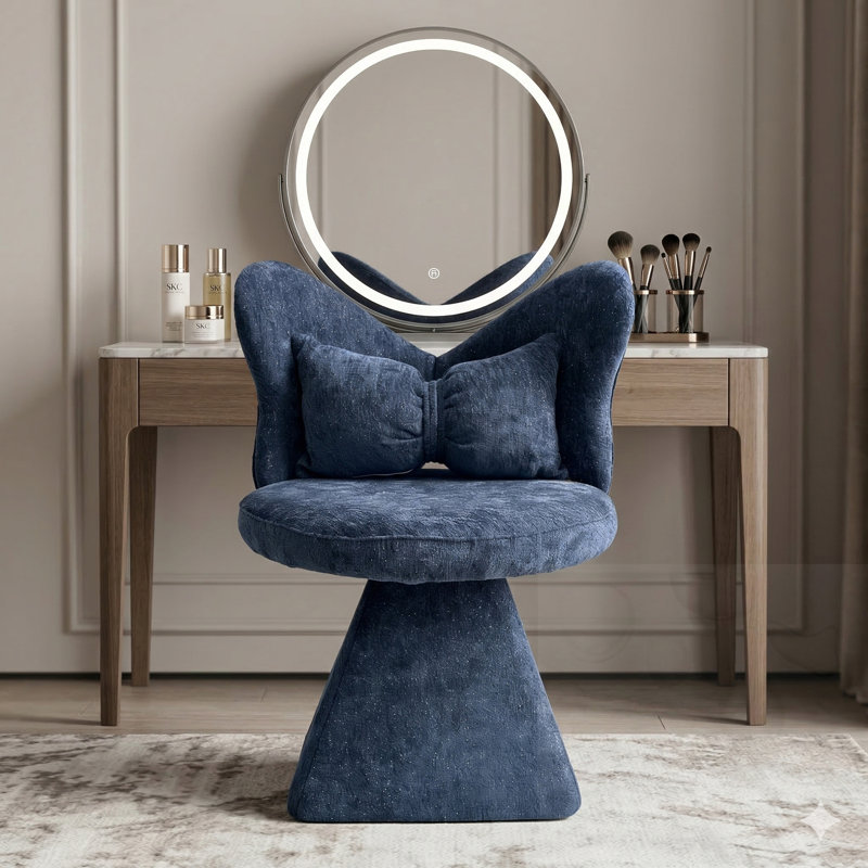 Chaise d'appoint pivotante avec dossier papillon, Bleu très foncé