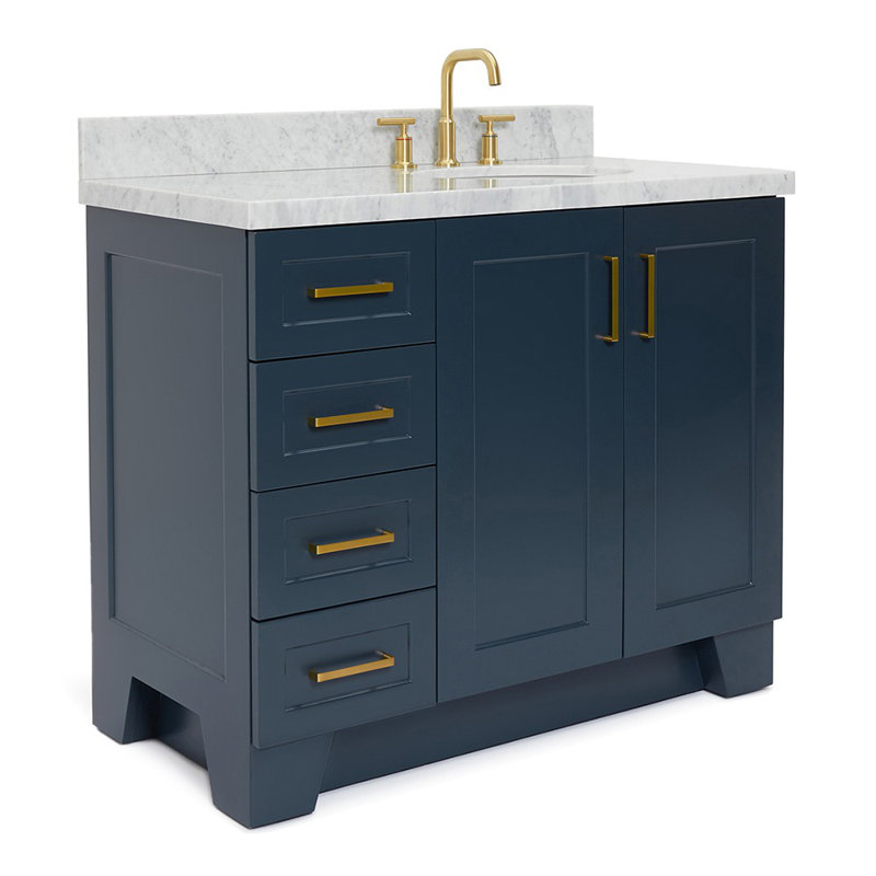 ARIEL TAYLOR 43 IN RIGHT OFFSET RECTANGLE SINK VANITY, Midnight Blue, Rectangle, Right