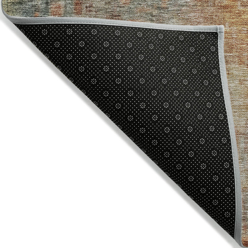 Tapis extérieur lavable abstrait cuivré et terre cuite 10 pi x 14 pi