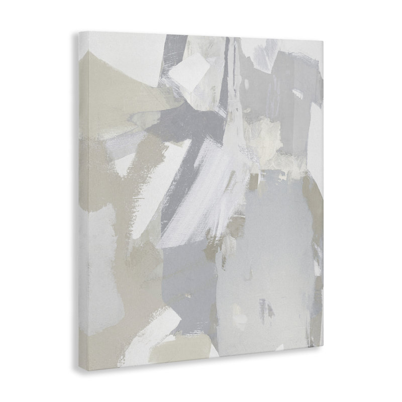 Toile neutre à tons neutres gris et beige, design par Rachel Springer, H 20 po x l 16 po