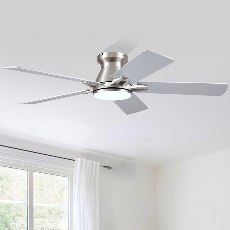 52" Ceiling Fan With Led Light Kit And Remote Control, Nickel