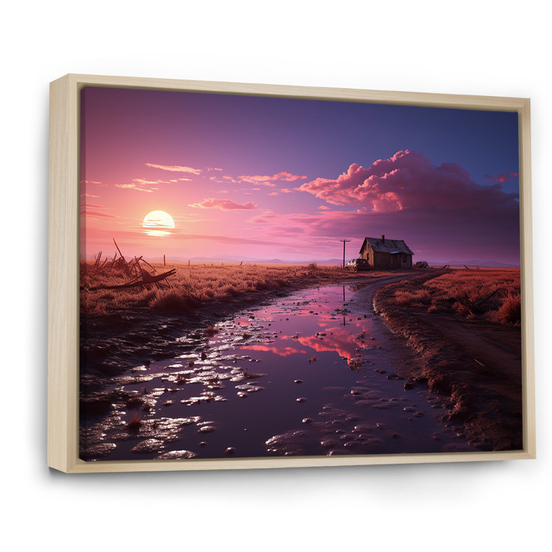 «Sunset Farm Dreams», reproduction sur toile, H 34 po x l 44 po x P 1,5 po, Cadre naturel flottant