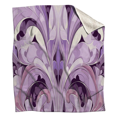 Purple Floral Swirls Blankets