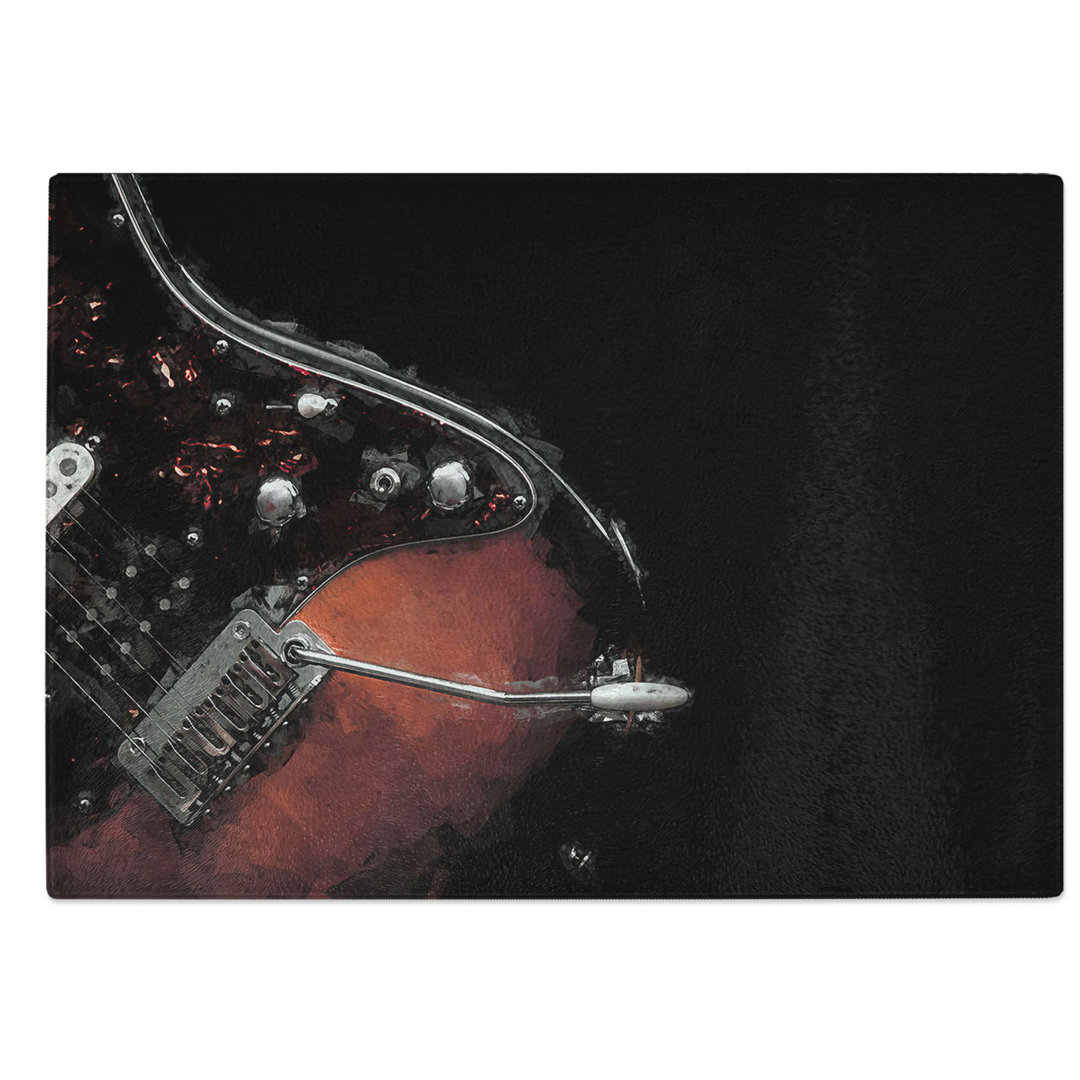 Glass Electric Guitar in The Shadows in Abstract Chopping Board