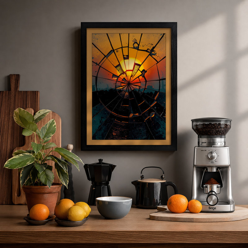 Balloon at Dawn Modern - Framed Print, A2 - 59.4 x 42.0 cm, Black