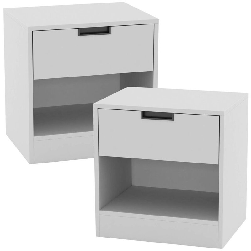 Skylir 45cm W Metal Bedside Table, White