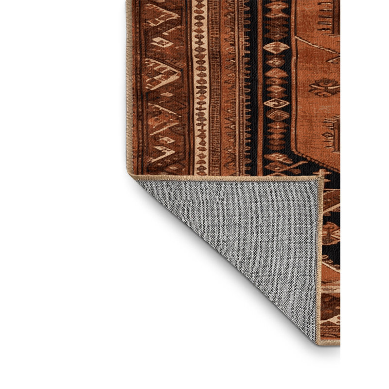 Machine Washable Turkish Brown Area Rug, Square 3'