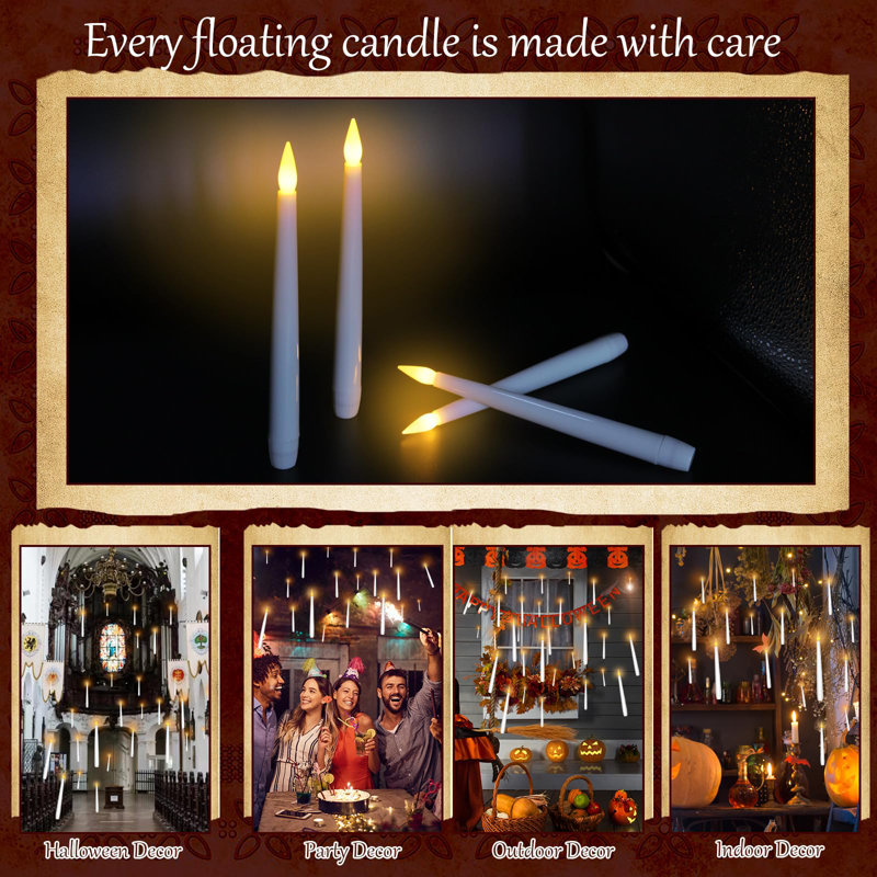 24-Piece Flickering Flameless Taper Floating Candles with Magic Wand Remote
