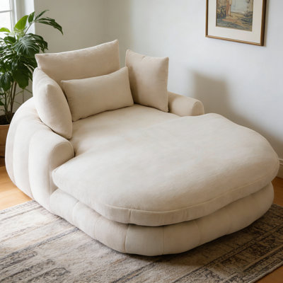 Oversized Chaise Lounge Chair – Deep Seat Chenille Cloud-Like Reading Chair for Living Room & Bedroom by East Urban Home