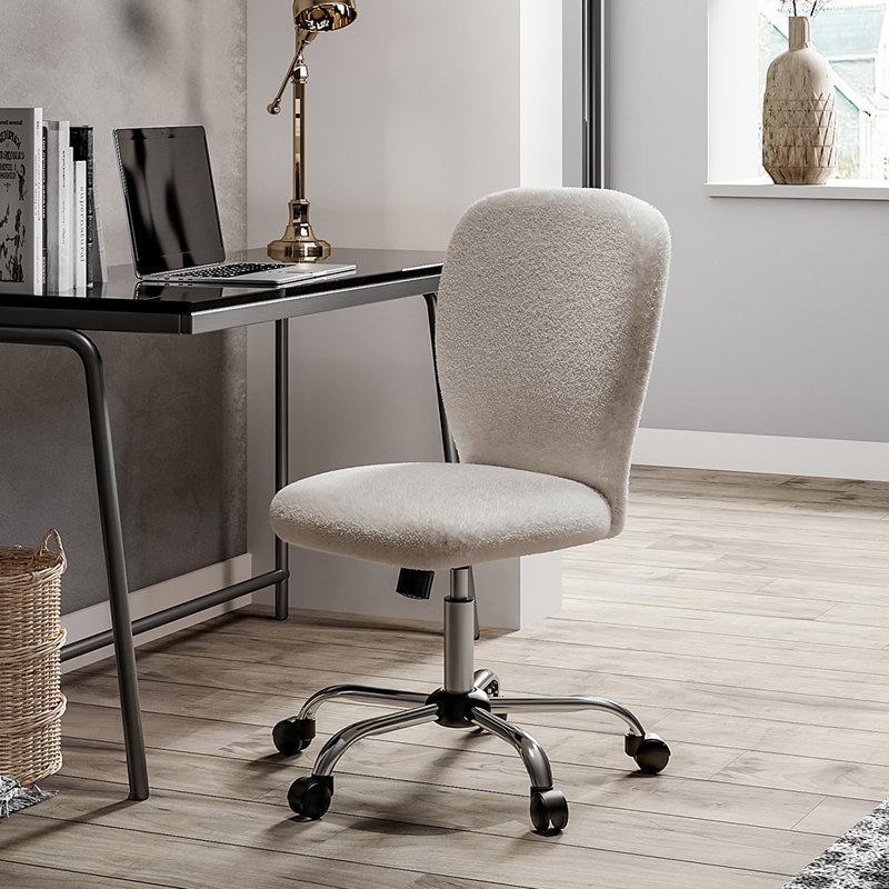 Krilov Ergonomic Swivel Upholstered Office Chair, Beige