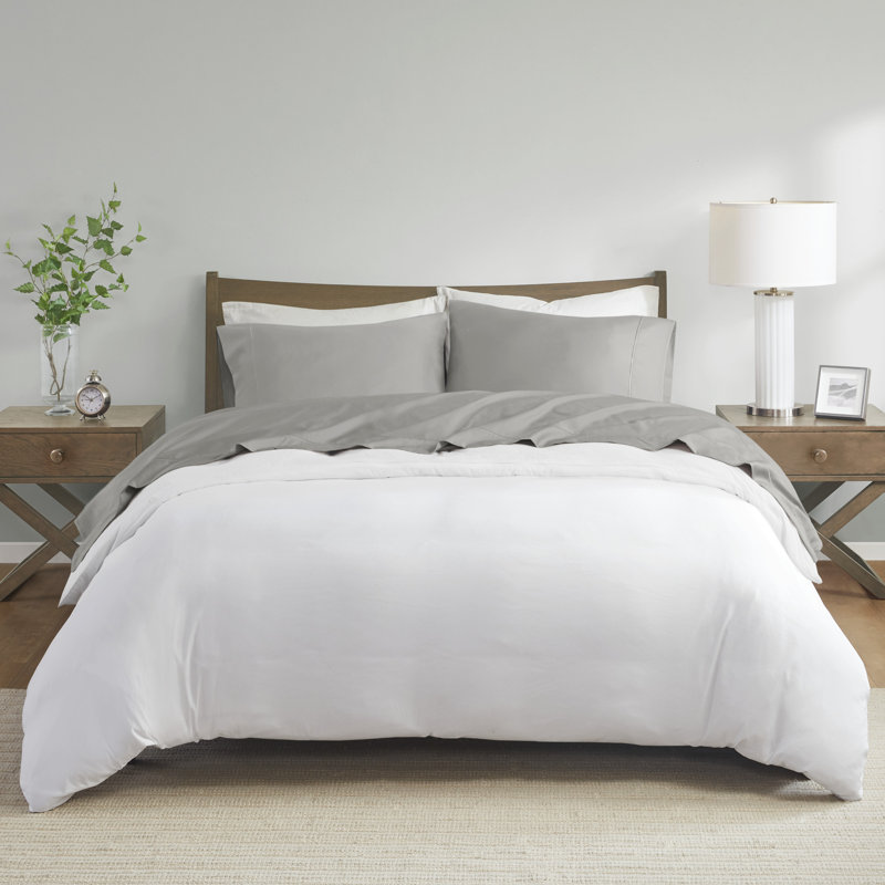 Ensemble de draps 100% coton 600 fils 600 fils Pima, Ensemble de draps pour grand lit + un drap-housse , Gris clair