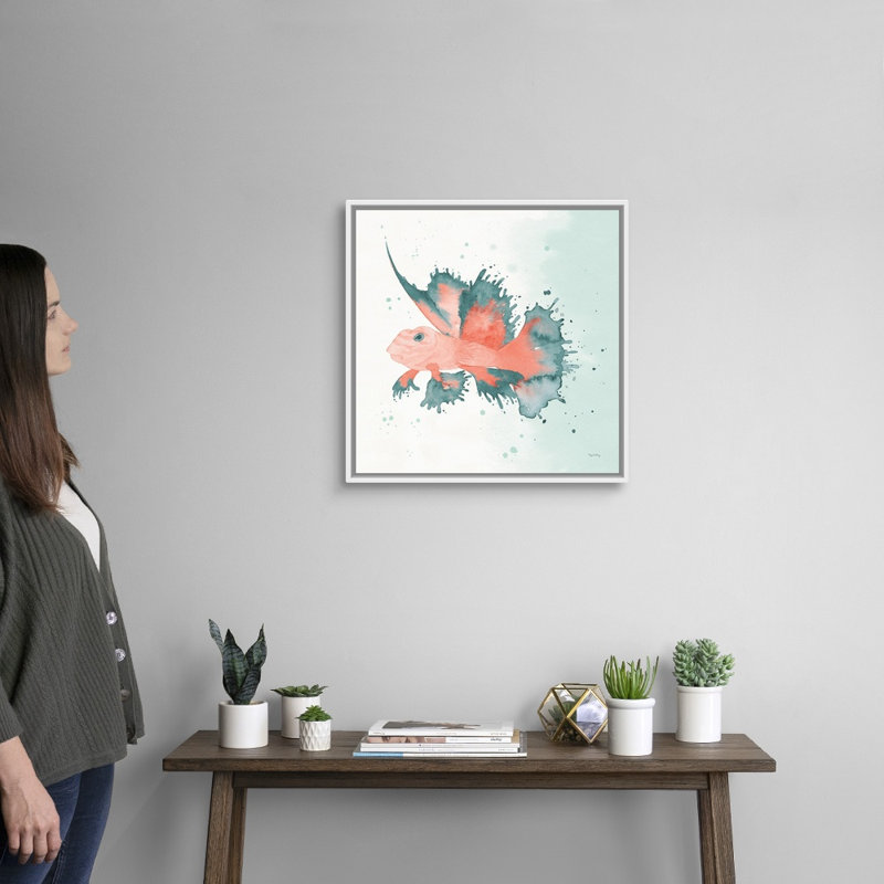 Splash VI par Elyse DeNeige - Peinture sur toile, Toile avec cadre blanc, H 22 po x l 22 po x P 2 po