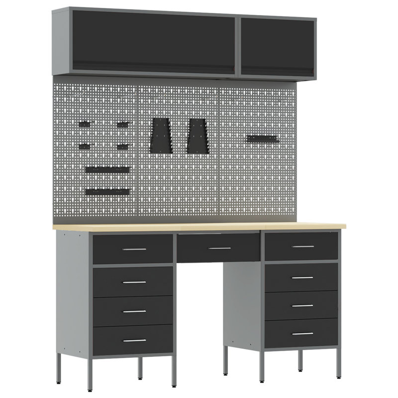 Set Of 6 Steel, Height-Adjustable, Black