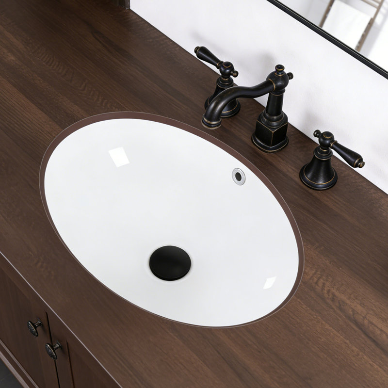 Lavabo de salle de bain ovale encastré en céramique porcelaine KARAMAG
