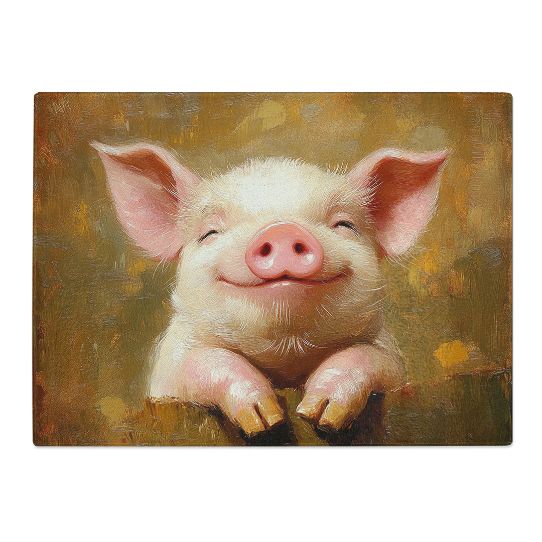 Pig Artwork  Glass Chopping Board