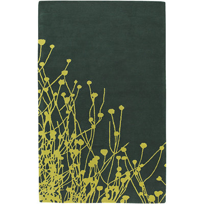 Dooling Authentic Hand-Tufted Handmade Green & Yellow Modern Floral Silhouette Wool Area Rug