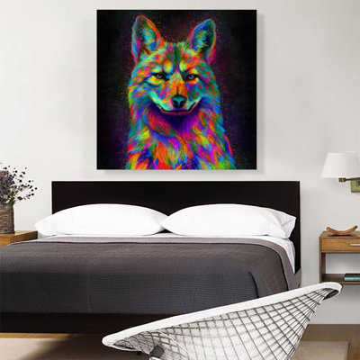 «Coyote Colorful Animal», impression sur toile tendue