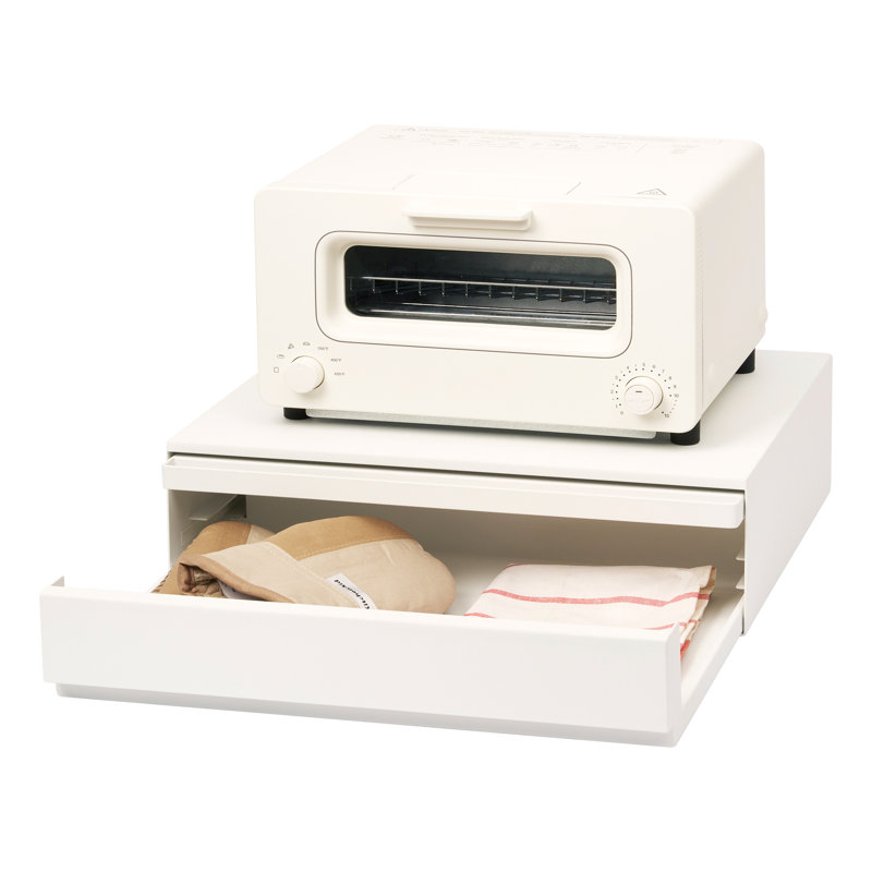 White Steel Kitchen Countertop Organizer with Pull-Out Shelf