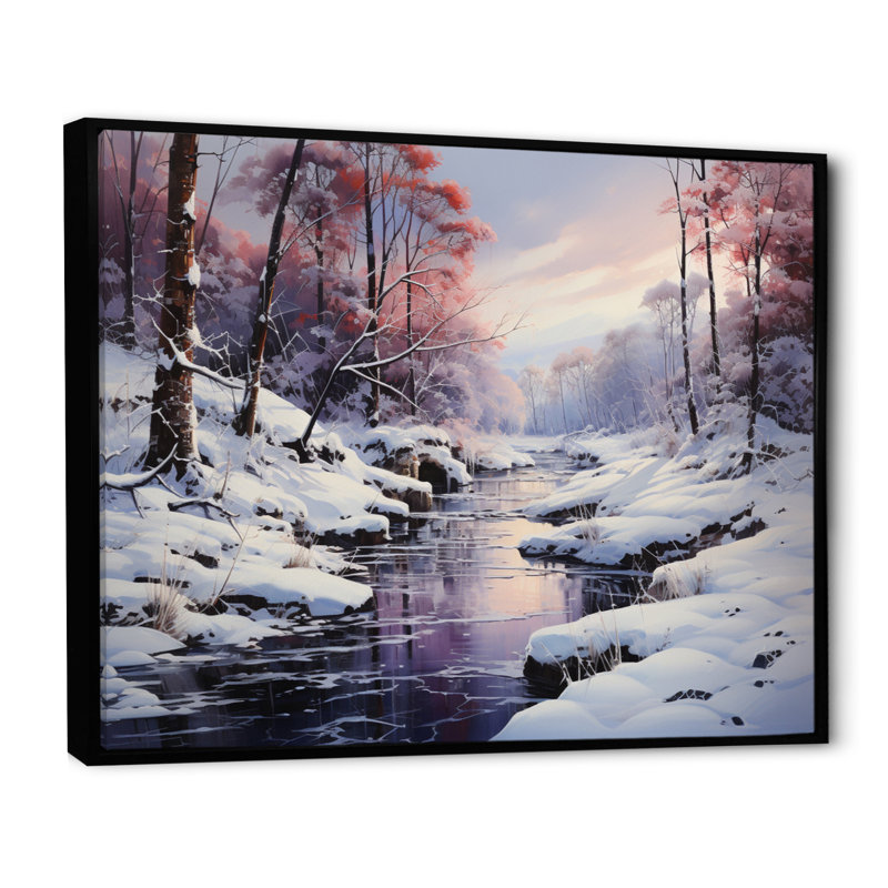 «Winter Reverie Landscape III - Landscape», impressions d'art mural, H 24 po x l 32 po, Cadre flottant noir