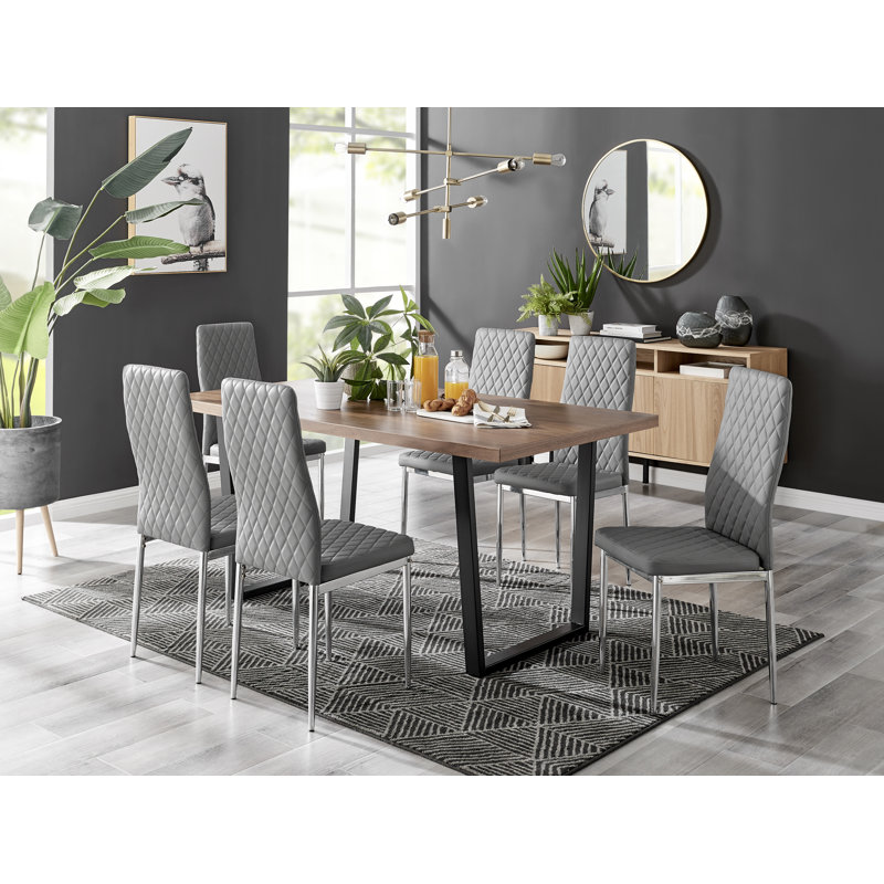 Ensemble de table de salle à manger Edward, Gris, 6