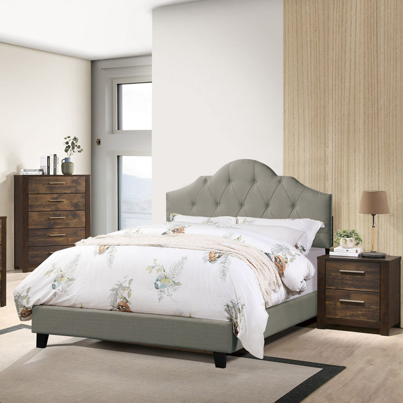 Angeleigh Upholstered Platform Bed, King, Gray