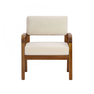 Fauteuil d'extérieur en bois d'acacia avec coussins résistants aux intempéries