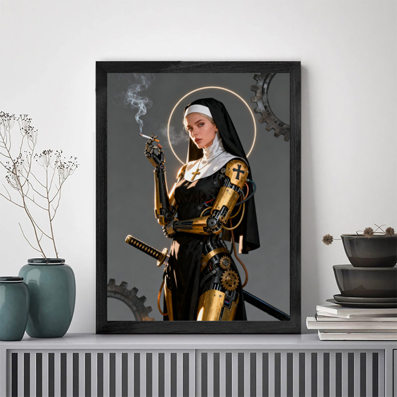 Reproduction d'art encadré noir rétro, H 11 po x l 9 po