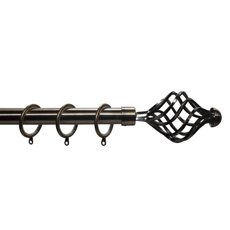Gloria Steel Adjustable 0.28cm Single Curtain Pole, Antique Brass, 6cm H x 360cm W x 6cm D