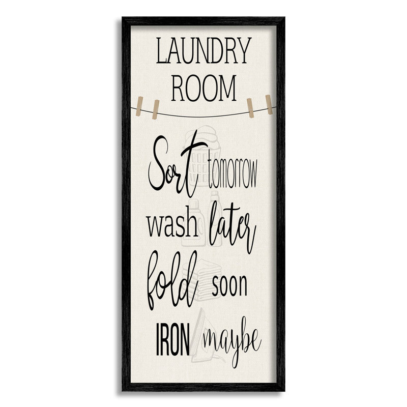 «Laundry Room List», art de la giclée encadrée par CAD, Giclée encadrée noir minuit, H 24 po x l 10 po x P 1,5 po
