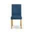 Ensemble de table de salle à manger moderne 5 pièces comprenant une table carrée en bois et 4 chaises rembourrées en similicuir bleu Oasis, chêne-1132522878-1132522879-1195928159