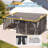 Lean-To Wall-Mounted Pergolas With Curtains And Netting-122684177